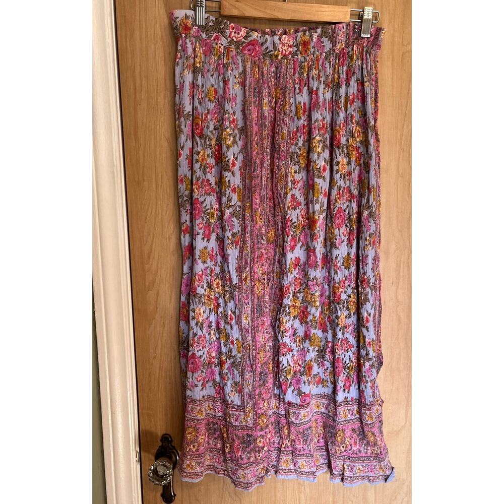 Vintage Floral Cottagecore Maxi Skirt Fairy Coquette Roses Pink Blue Y2K